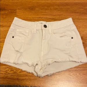 mossimo high rise white denim shorts